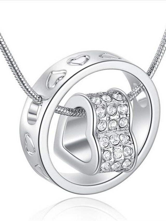 1PC Pendant Necklace For Cubic Zirconia White Wedding Daily Alloy Classic Heart for Women
