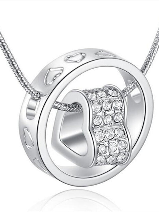 1PC Pendant Necklace For Cubic Zirconia White Wedding Daily Alloy Classic Heart for Women