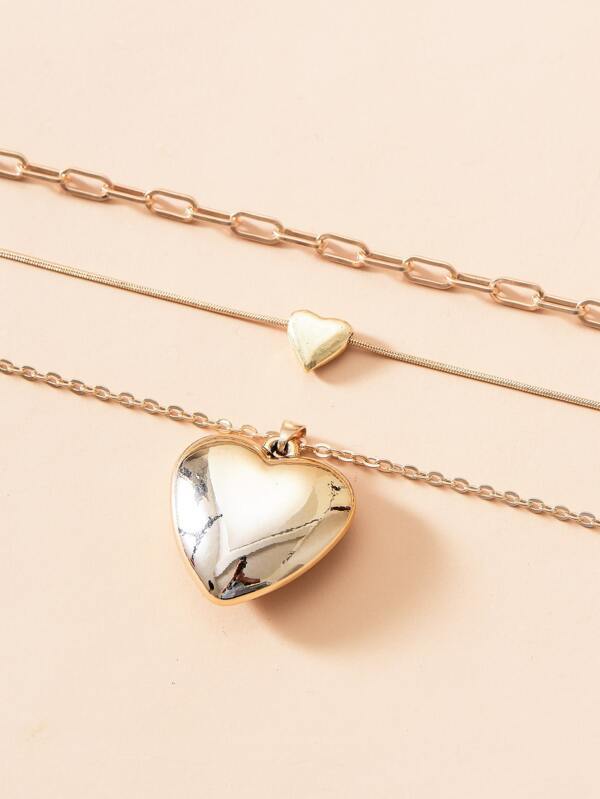 Heart Charm Layered Necklace for Women