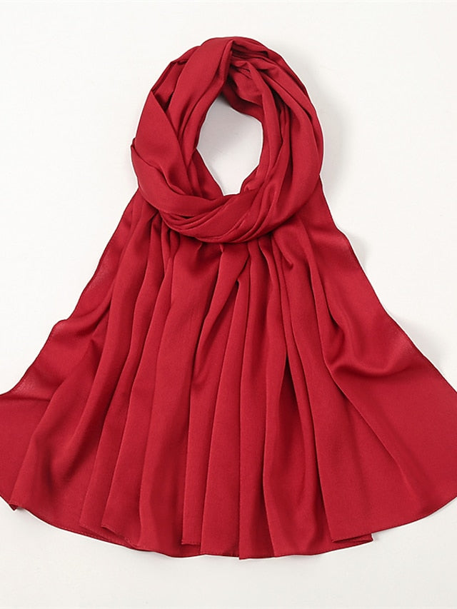 Crinkle Satin Hijab for Muslim Women Crepe Plain Shawl Wrinkle Solid Long Turban Islam Headscarf Solid Color Head Wrap Fashion for Women