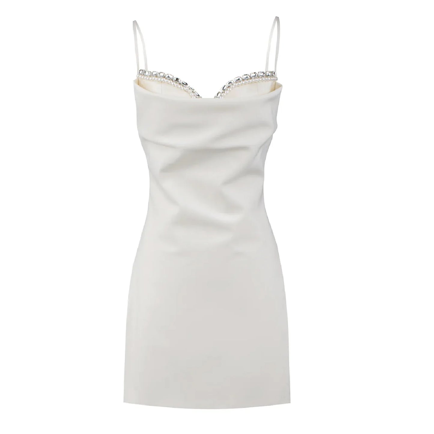 Women Spaghetti Strap Bodycon Dresses Rhinestones Summer Slim Fit Sleeveless V Neck Mini Dress