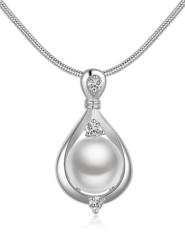 1PC Pendant Necklace Necklace For Pearl White Gift Daily Alloy Classic Drop for Women
