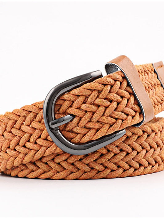 Men's Web Belt Polyester Cotton Prong Buckle D-ring Casual Classic Party Daily Black Gray Red Brown for Women