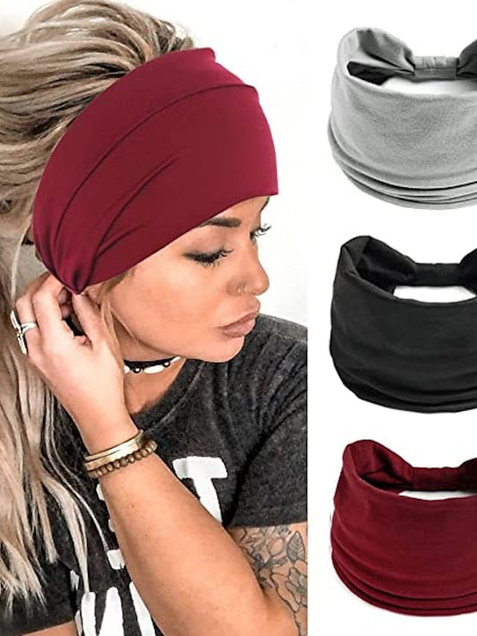 3 pcs Headbands Leopard Hair Bands Knoted Turban Headband Stretch Twist Head Wraps Stripe Cloth Head Bands for Women and Girls for Women