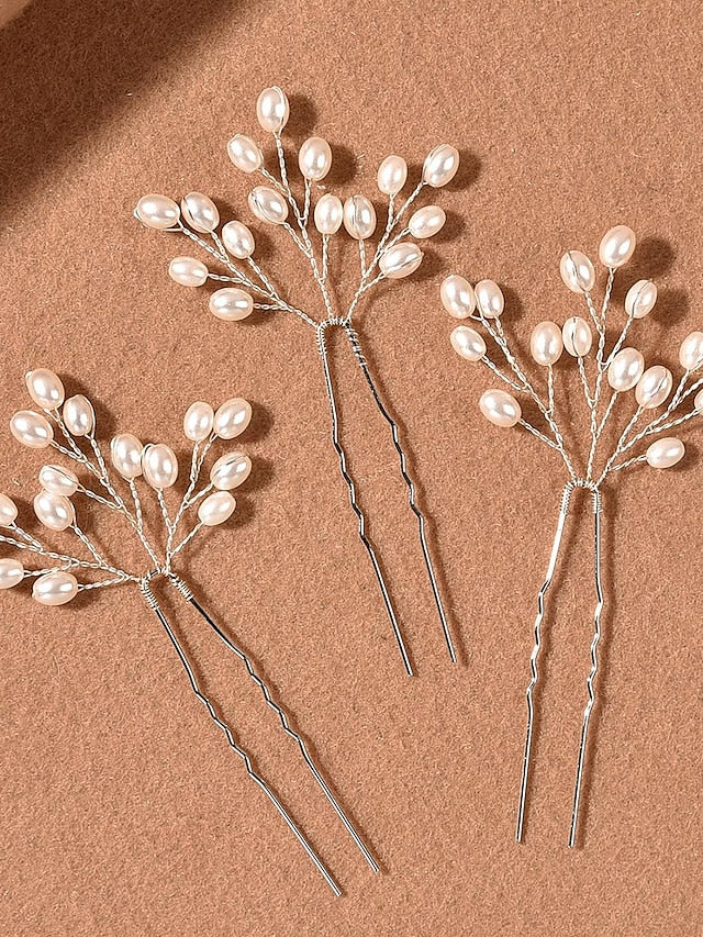 3pcs Faux Pearl Decor Hairpin for Women