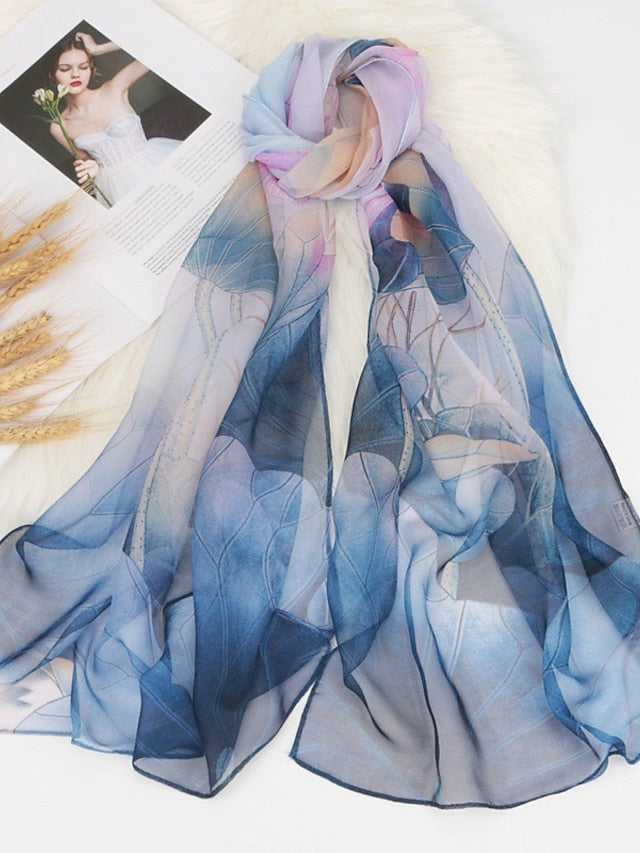Scarves Shawl Party Holiday Daily Wear Flowers Chiffon Classical 1 PC for Women