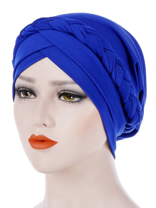 Muslim Women Inner Caps Braid Hijab Cap Comfort Fashion Turban Hat Colorful Cross Shape Chemo Hats Head Wearing Turbante for Women