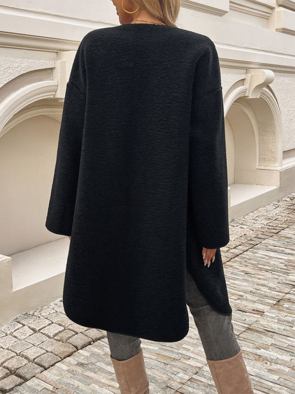 Cárdigan largo elegante de polar con botones para mujer | Ideal para otoño/invierno