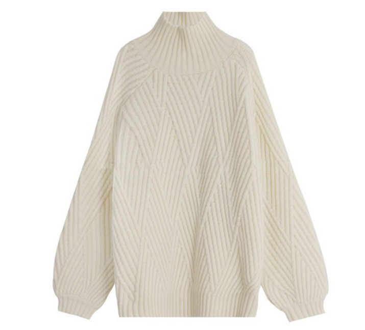 Jersey de cachemira de cuello alto y manga larga para mujer | Ideal para otoño/invierno