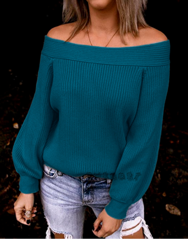 Suéter de cachemira azul marino con hombros descubiertos para mujer | Ideal para otoño/invierno