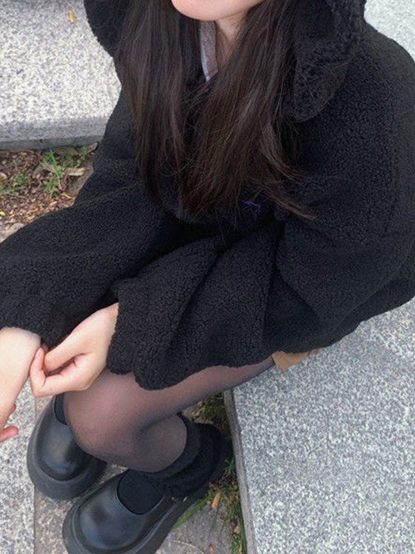 Cartoon Ear Zip Up Fleece Hoodie