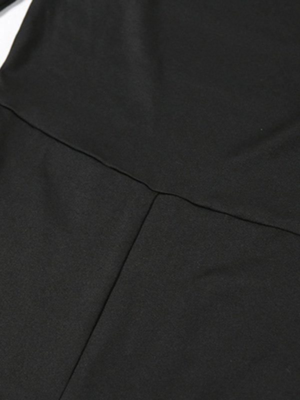 Plus Backless Long Sleeve Flare Leg Jumpsuit
