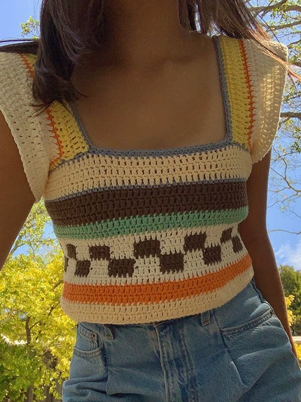 Backless Crochet Knit Crop Top