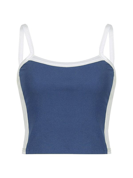 Vintage Crop Cami Top with Contrast Stripe