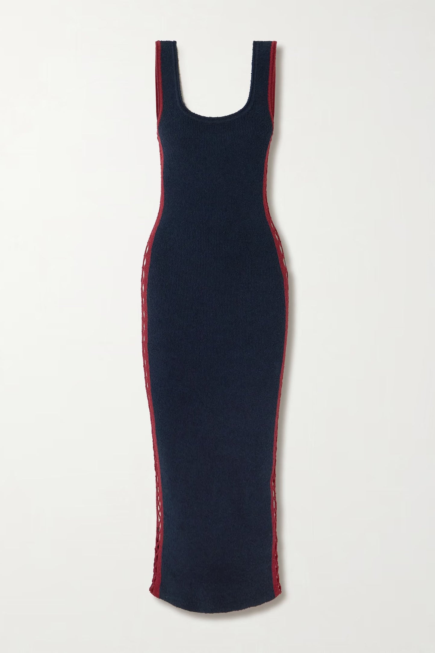 Red Crochet Trim Hollow Knit Dress