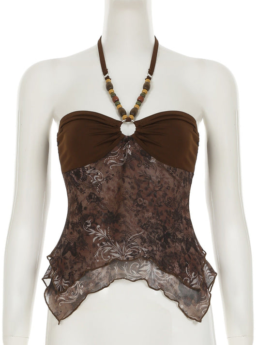 Beaded Necklace Strap Tank Top