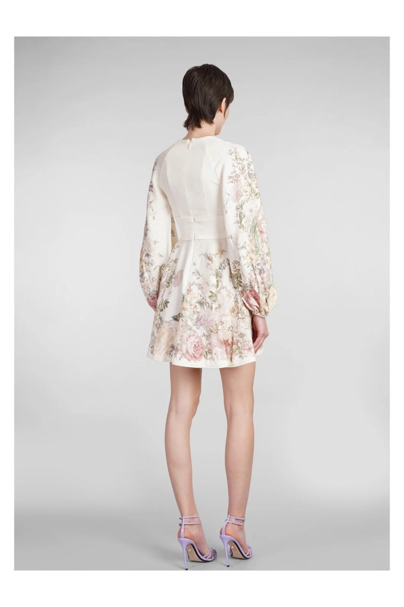 Minivestido con estampado de lino