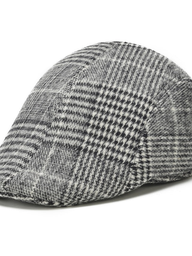 Hat Beret Hat Winter Hats Light Gray Dark Gray Coffee Outdoor Street Dailywear Geometrical Plaid Warm Breathable for Women