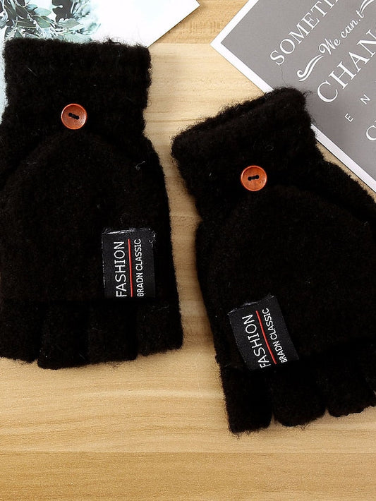 Men's Fingerless Gloves Warm Winter Gloves Gift Daily Letter Polyester Acrylic Fibers Simple Warm 1 Pair for Women