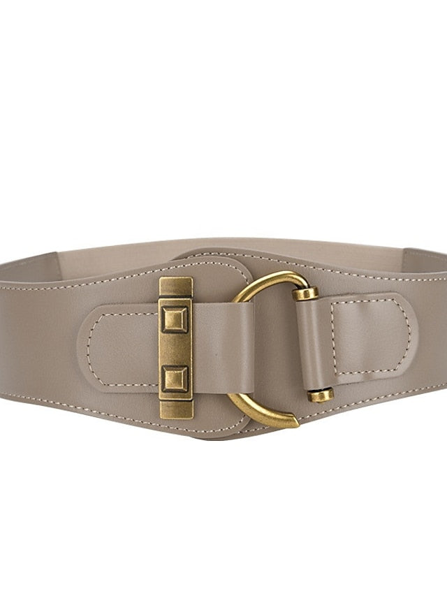 Belt Faux Leather Black Pink Light Brown Khaki Red Wide Belt Outdoor Street Dailywear Holiday Pure Color / Spring / Summer / Fall / Winter for Women