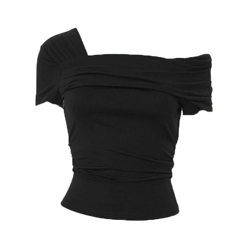Ruched off shoulder solid irregular top | Festival Outfits Women