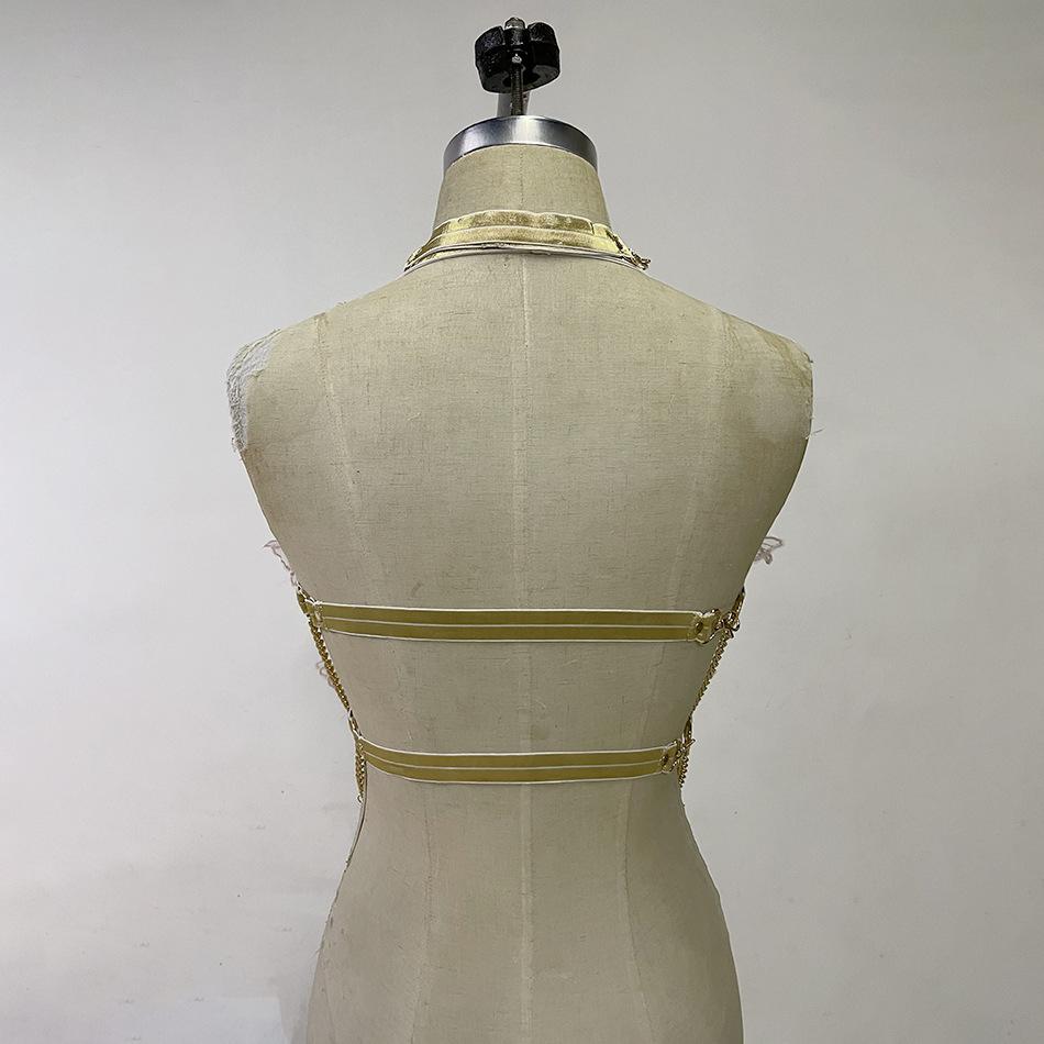 Butterfly embroidery metal chain halter top with choker | Festival Outfits Women
