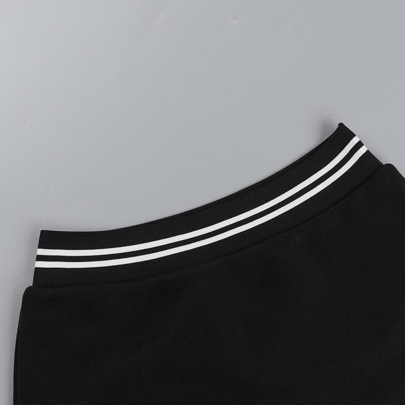 Long sleeve crewneck letter pattern crop mini skirt set | Festival Outfits Women