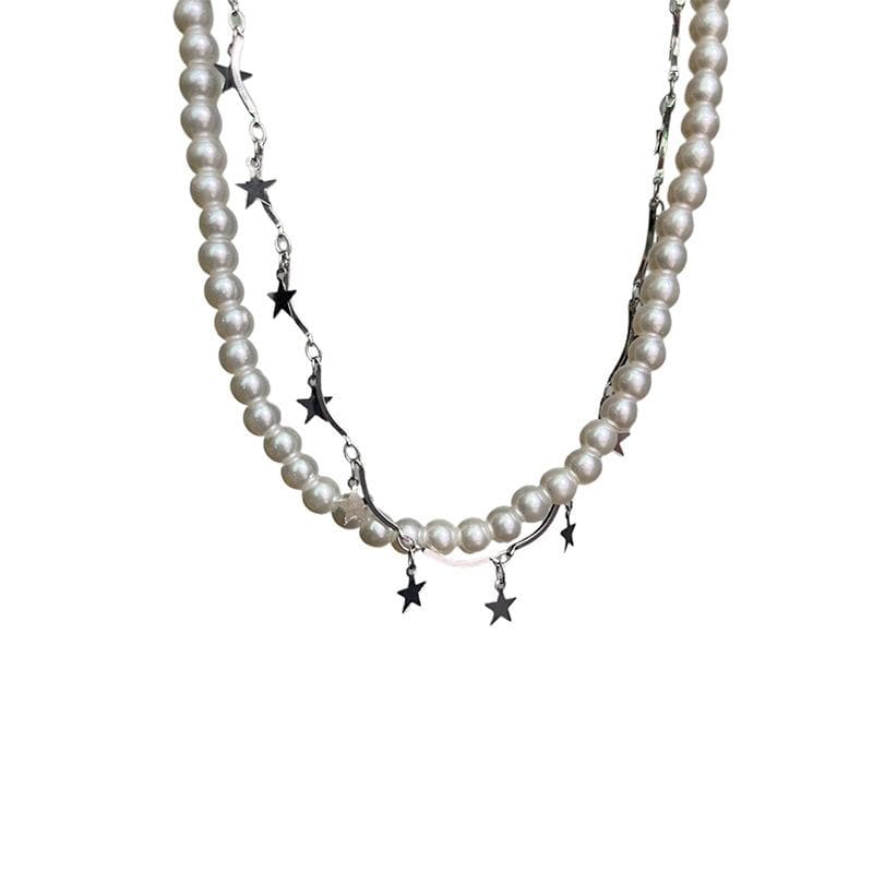 Faux pearl layered tassels choker necklace | Festival Outfits Women
