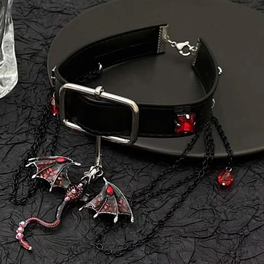 Animal pendant PU leather buckle layered choker necklace | Festival Outfits Women