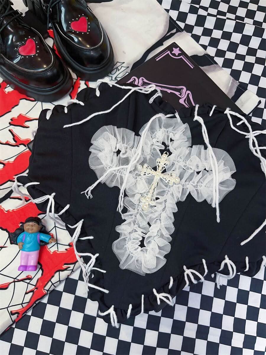 Sweetheart neck cross pattern tube top | Festival Outfits Women