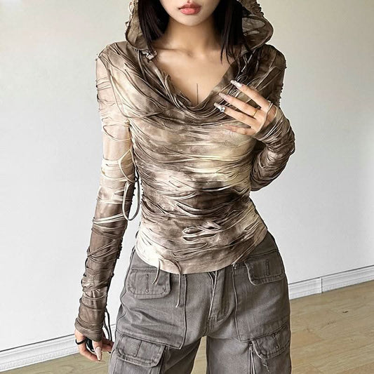 Hoodie long sleeve tie dye top | Festival Outfits Women