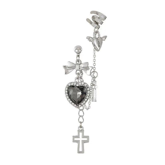 Bowknot heart cross drop earrings | Festival Outfits Women