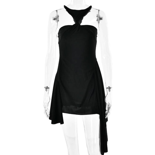Halter ruched solid mini dress | Festival Outfits Women