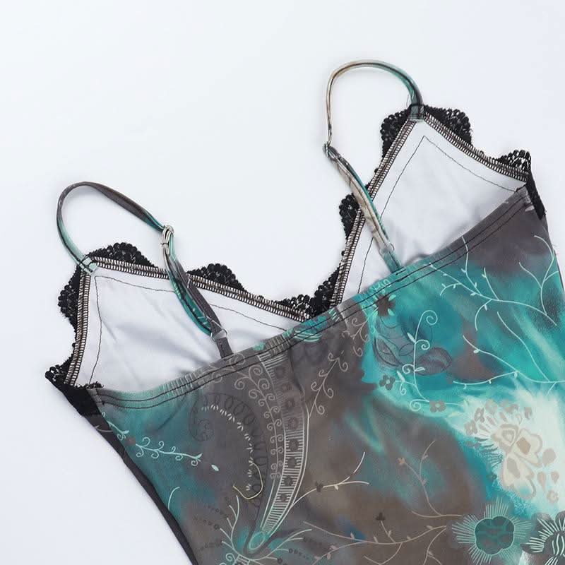 V neck lace hem contrast cami top | Festival Outfits Women