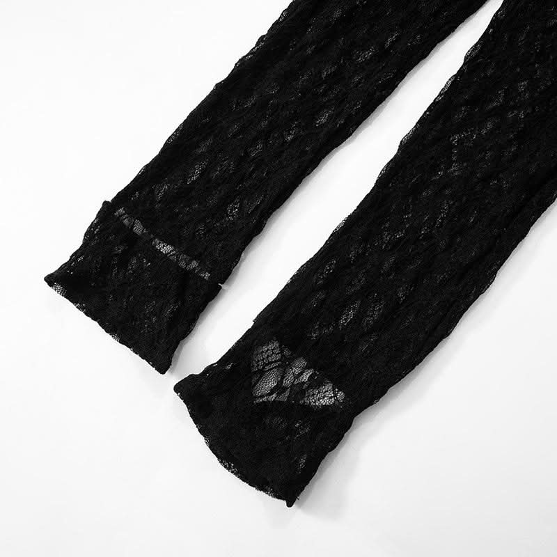 Long sleeve lace high neck zip-up see through jumpsuit | Festival Outfits Women