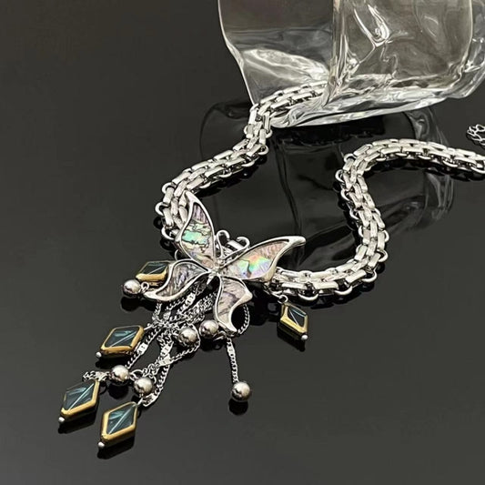 Butterfly diamond pattern pendant necklace | Festival Outfits Women