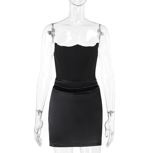 Ruched solid tube backless bustier mini dress | Festival Outfits Women