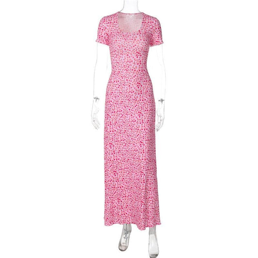 U neck flower print lace up maxi dress | Festival Outfits Women