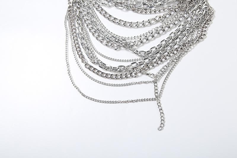 Halter layered metal chain hollow out backless cut out top | Festival Outfits Women