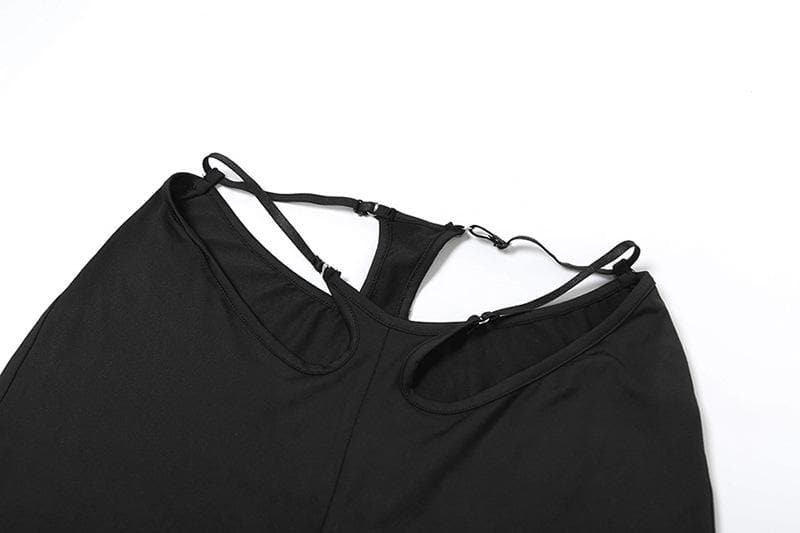 Halter hollow out solid backless pant set | Festival Outfits Women