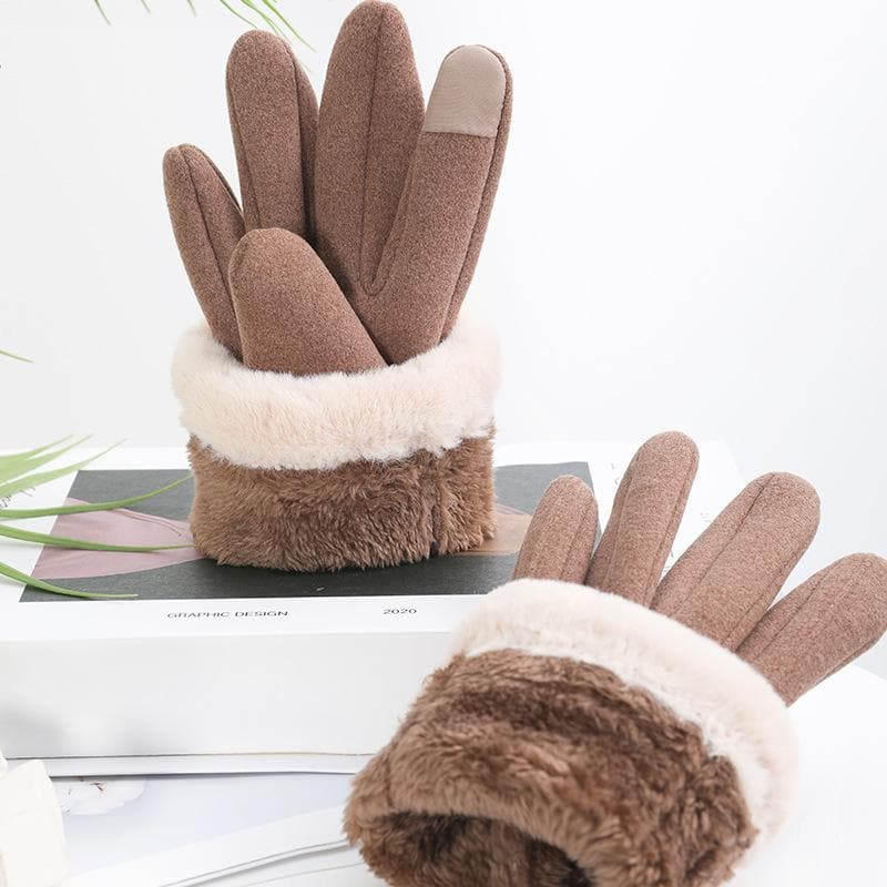 Touch screen Windproof tag fluffy gloves