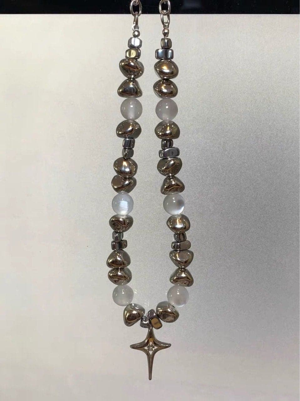 Beaded faux pearl metal chain necklace | Festival Outfits Women