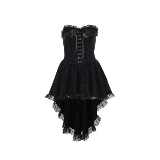 Sweetheart neck lace hem ruffle button mini dress | Festival Outfits Women