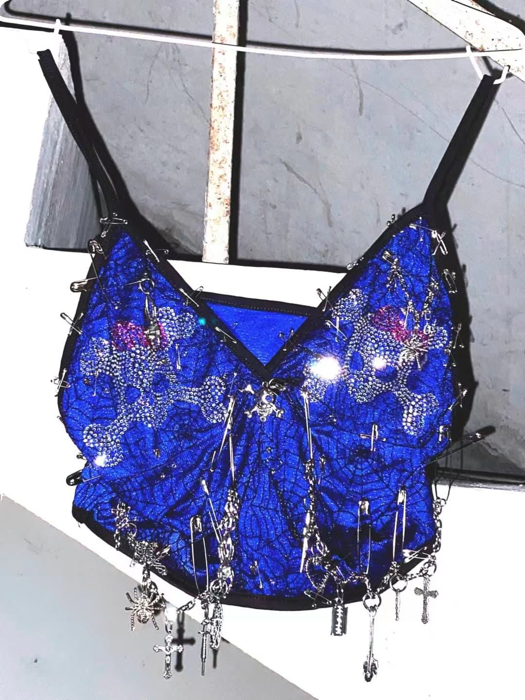 Beaded print metal applique v neck cami top | Festival Outfits Women