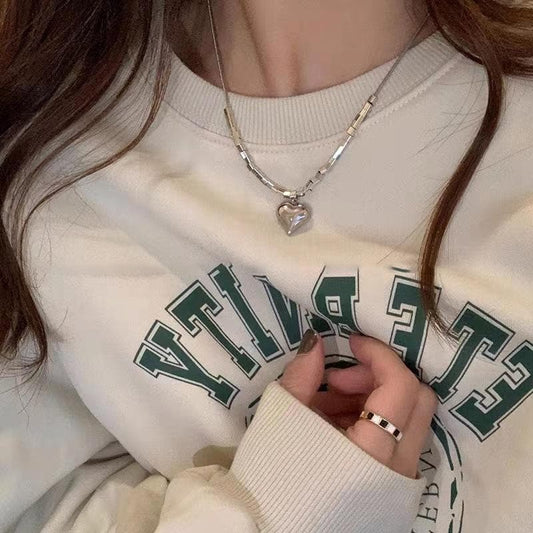 Heart pendant beaded metal chain necklace | Festival Outfits Women