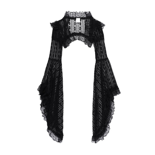 Long flared sleeve lace ruffle shrug top | Festival Outfits Women