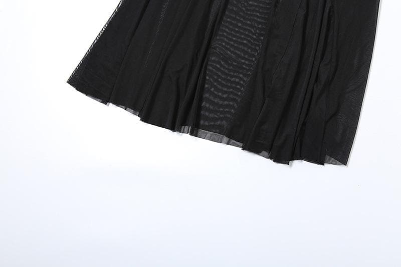 Mesh patchwork stitch solid maxi skirt | Festival Outfits Women