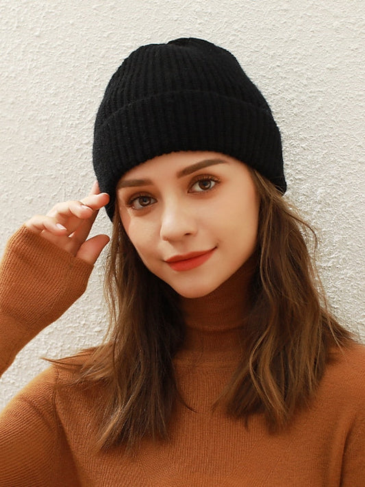 Hat Beanie / Slouchy Black Blue Orange Outdoor Home Daily Knit Pure Color Portable Windproof Comfort for Women