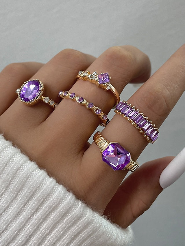 5pcs Ring For Street Daily Prom Alloy Stack Precious for Women
