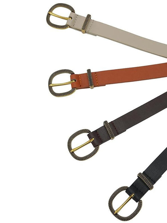 PU Buckle Belt PU Leather Metal Bucke D-ring Classic Party Work Black Camel Brown Beige for Women